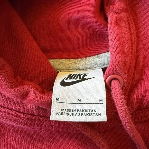 Nike‎ Solo Swoosh Red Cotton Pullover Hoodie Mens Medium - Picture 2 of 6
